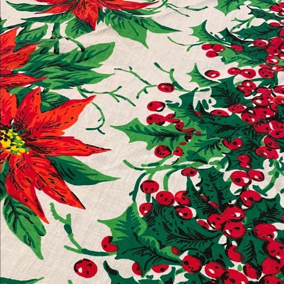 Festive Poinsettia Holiday Tablecloth - Picture 2 of 2